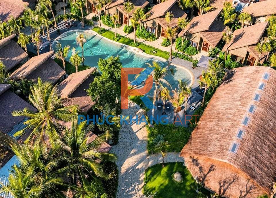 Phúc Khang Art Thi công tranh nhân tạo lợp mái nhà tại M villas Resort Phú Quốc